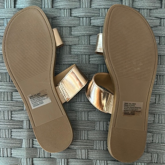 LC Lauren Conrad Gold Sandals Minimalist Slip-On - Picture 2 of 2